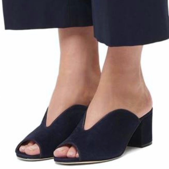 LK Bennett Shoes - L. K. Bennet Navy Suede Jagoda Mule Heel Sandals